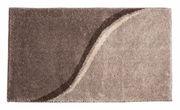 Brauner Badteppich mit geschwungenem Muster, Draufsicht