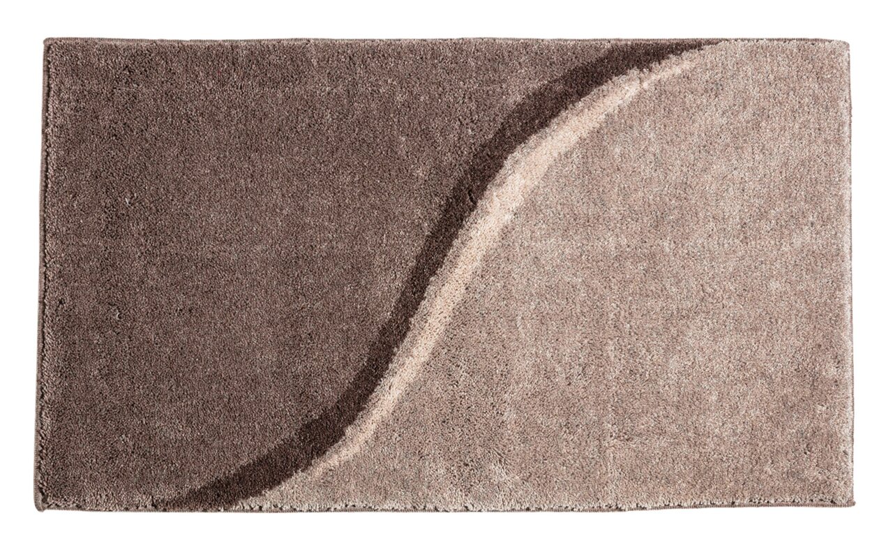 Brauner Badteppich mit geschwungenem Muster, Draufsicht