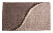 Brauner Badteppich mit geschwungenem Muster, Draufsicht