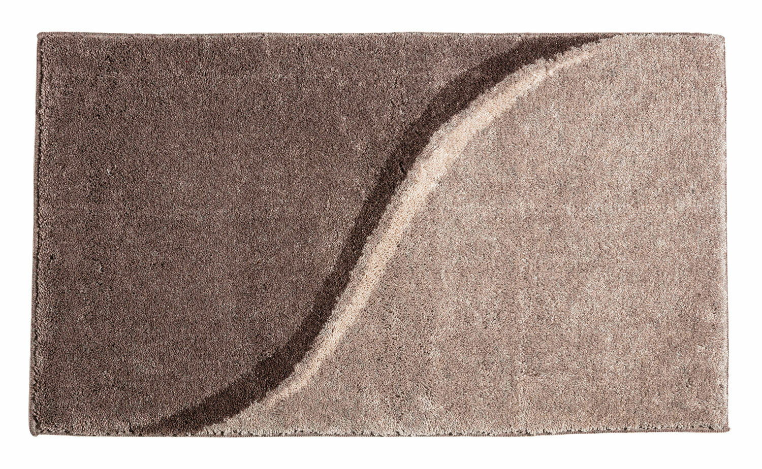 Brauner Badteppich mit geschwungenem Muster, Draufsicht