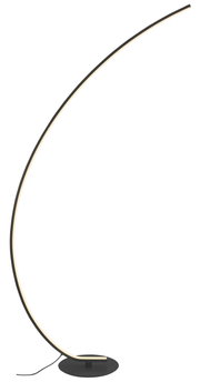 Elegante LED-Stehleuchte mit geschwungenem Design, seitliche Perspektive