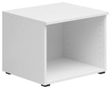 Weißer Regalaufsatz in perspektivischer Ansicht von vorne links