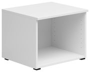 Weißer Regalaufsatz in perspektivischer Ansicht von vorne links