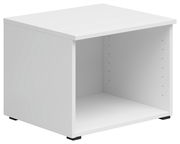 Weißer Regalaufsatz in perspektivischer Ansicht von vorne links