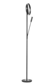 Moderner LED-Deckenfluter in schwarzem Design, seitliche Perspektive