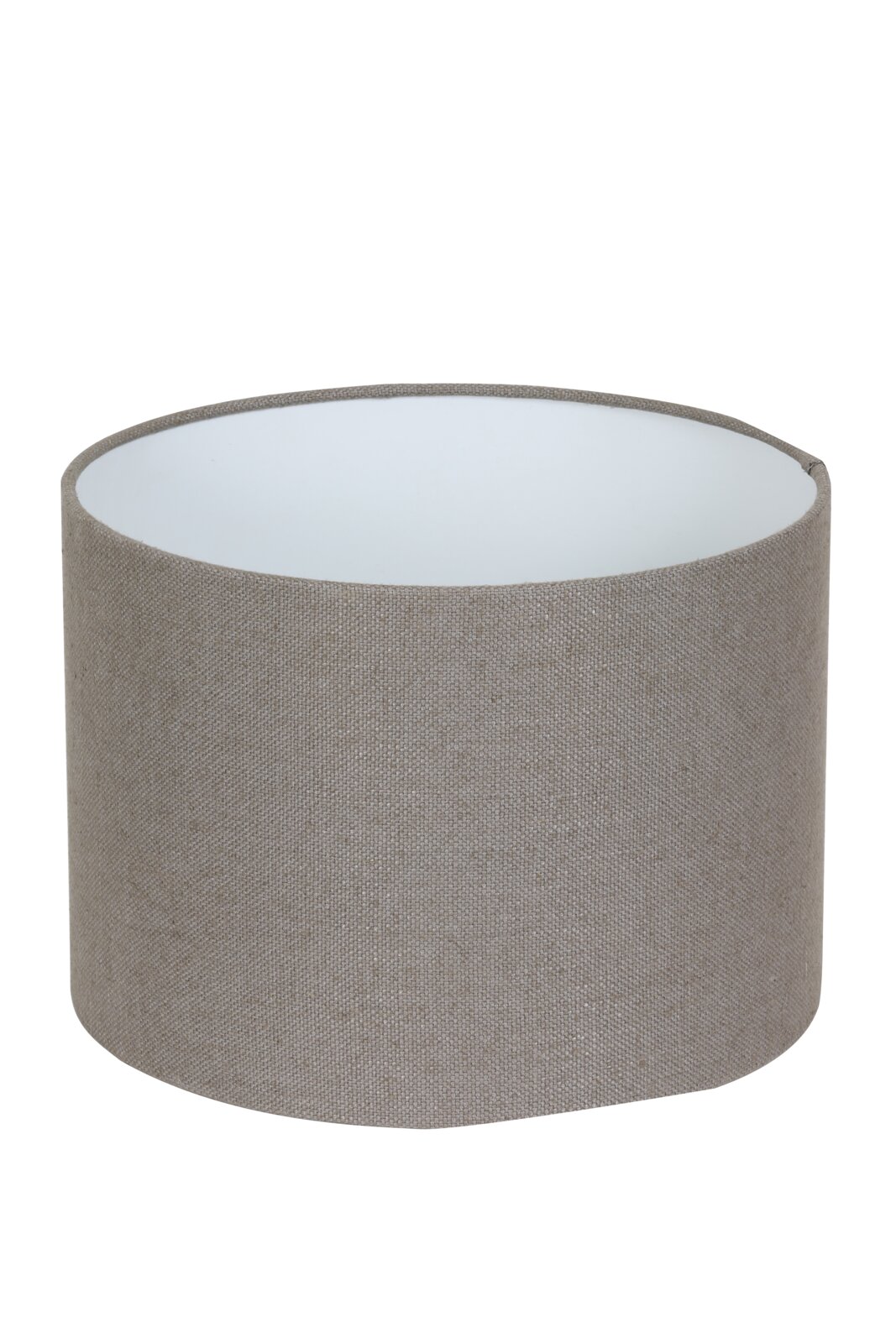 Zylindrischer Lampenschirm in Beige, seitliche Perspektive