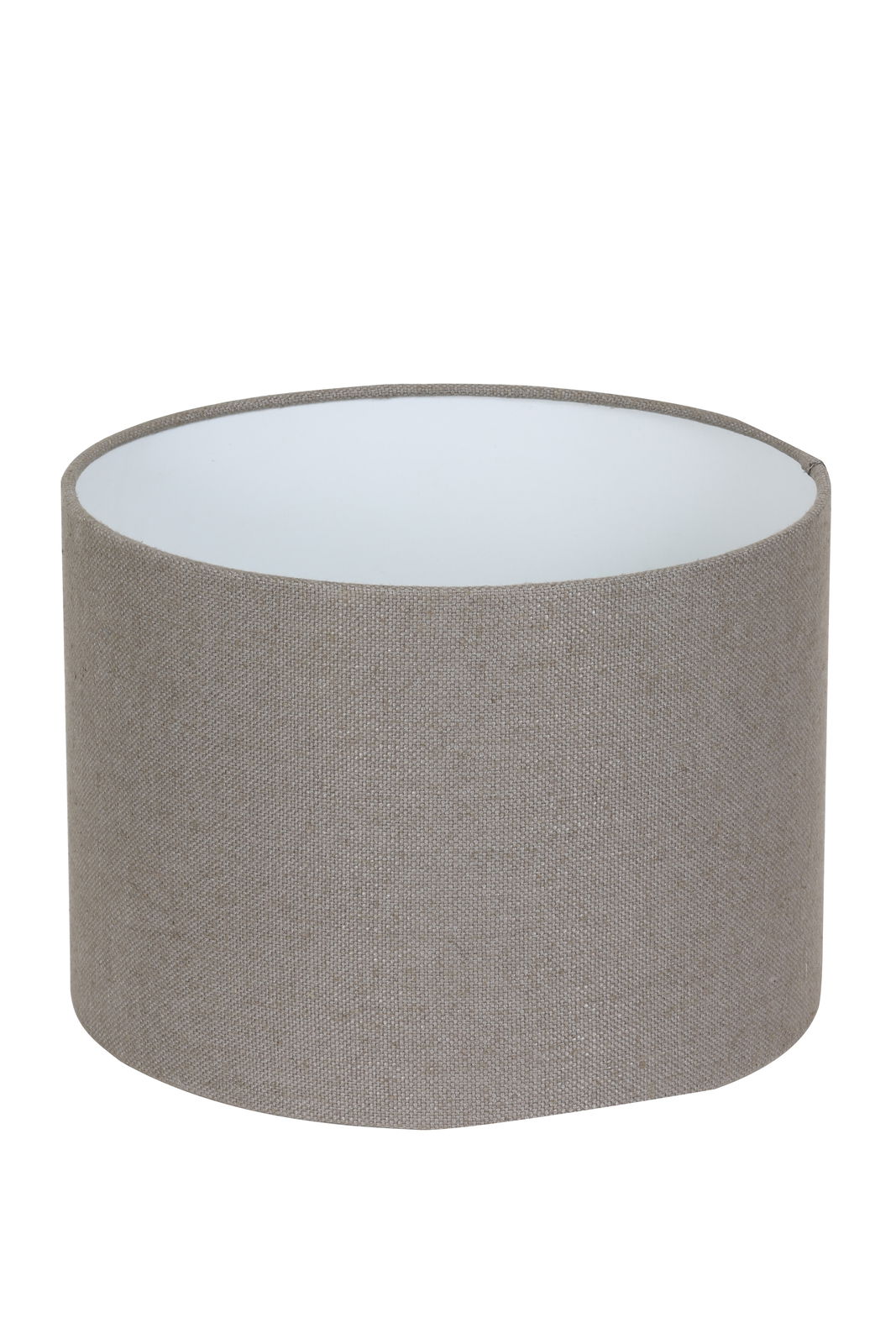 Zylindrischer Lampenschirm in Beige, seitliche Perspektive