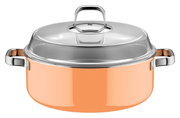 Schmortopf 28cm mit Deckel in Kupferoptik, seitliche Perspektive