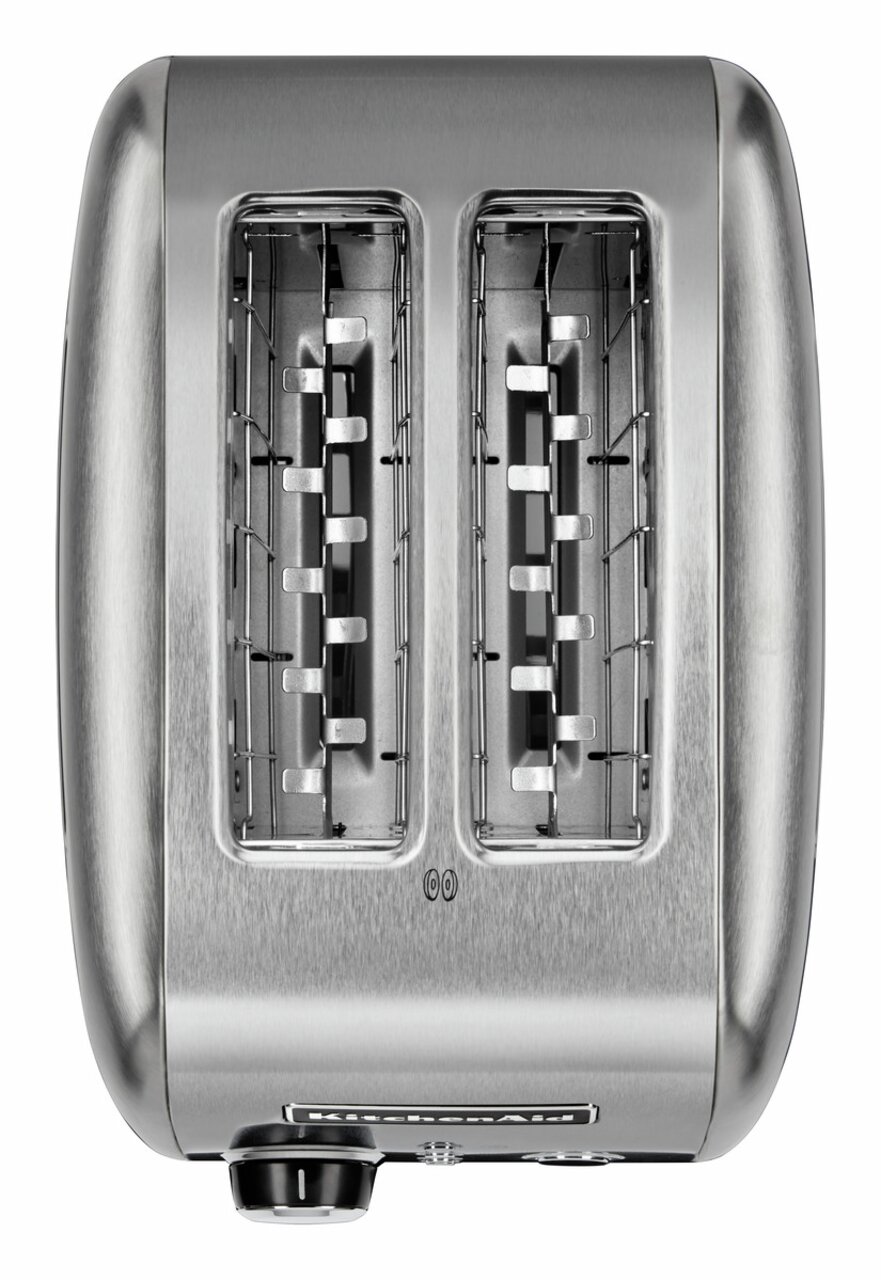 Silberner KitchenAid Toaster mit zwei Schlitzen, Ansicht von oben