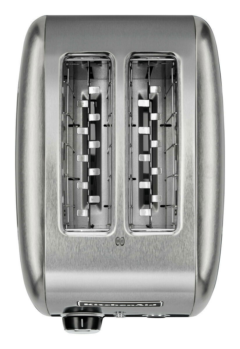 Silberner KitchenAid Toaster mit zwei Schlitzen, Ansicht von oben