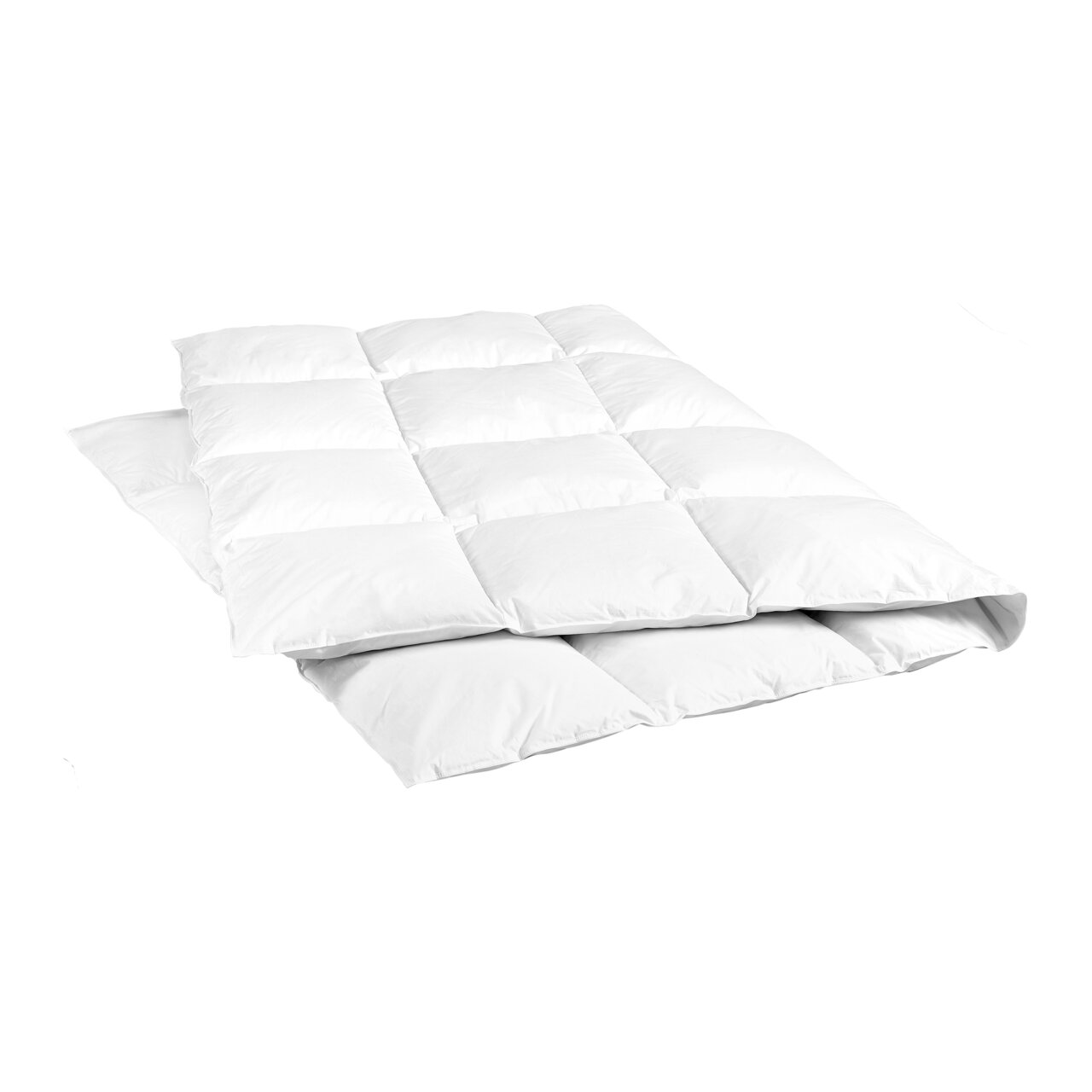 Wit winterdekbed van 155 x 220 cm in schuin perspectief
