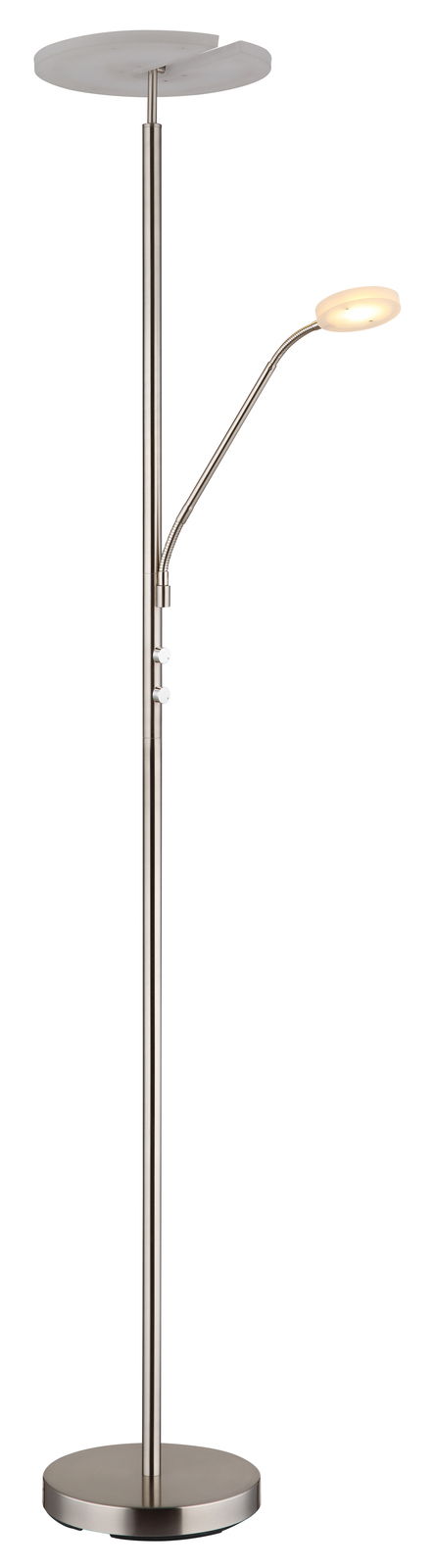 Moderner Deckenfluter mit verstellbarem Leselicht, seitliche Perspektive