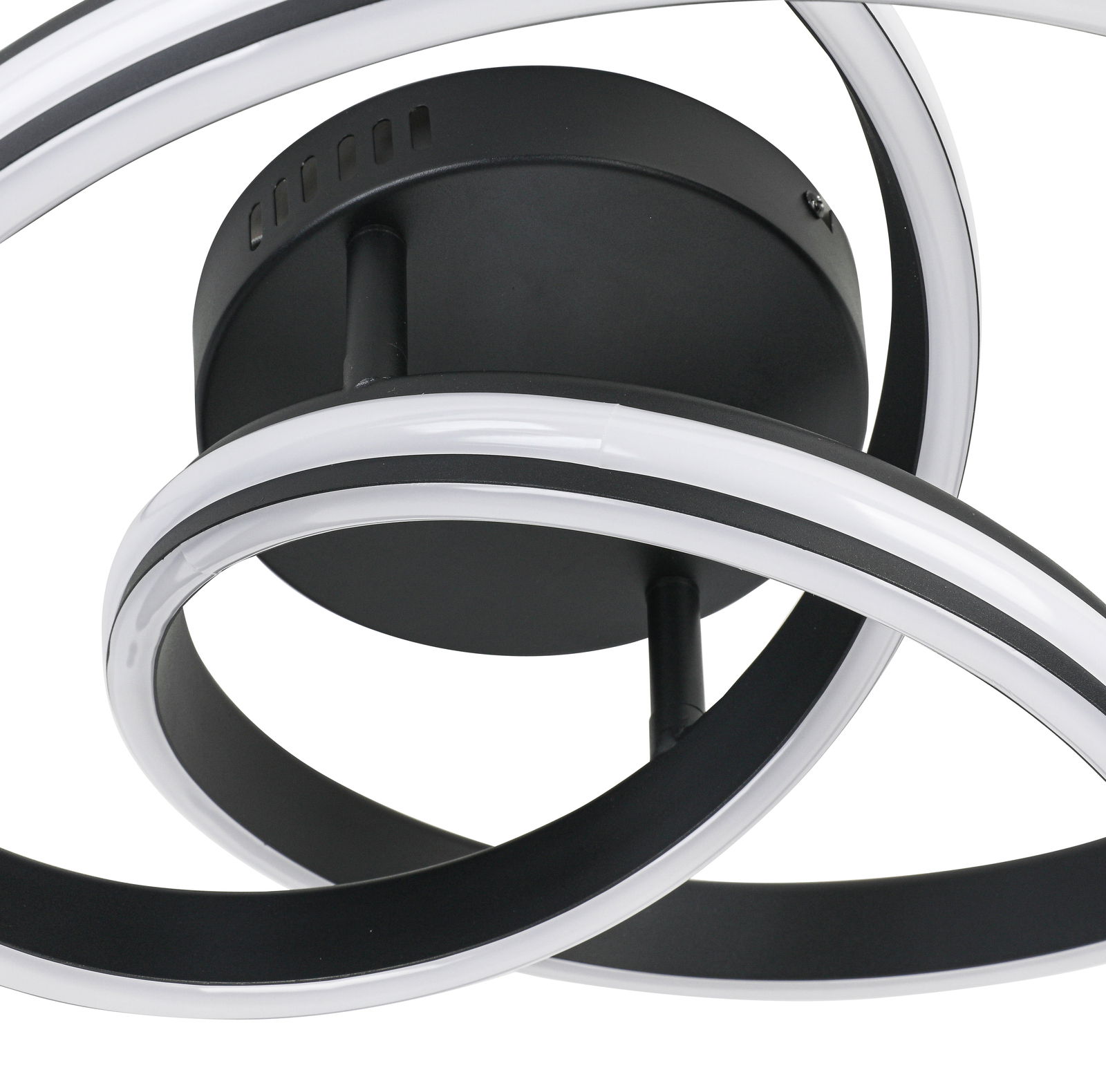 Moderne LED-Deckenleuchte mit geschwungenem Design, Ansicht von unten