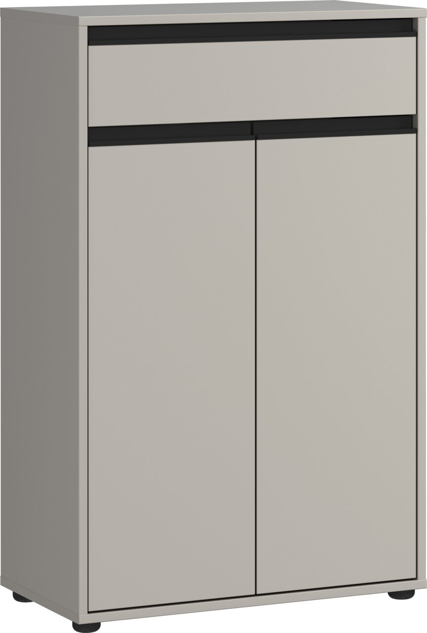 Kommode in modernem Design mit zwei Türen und einer Schublade, seitliche Perspektive