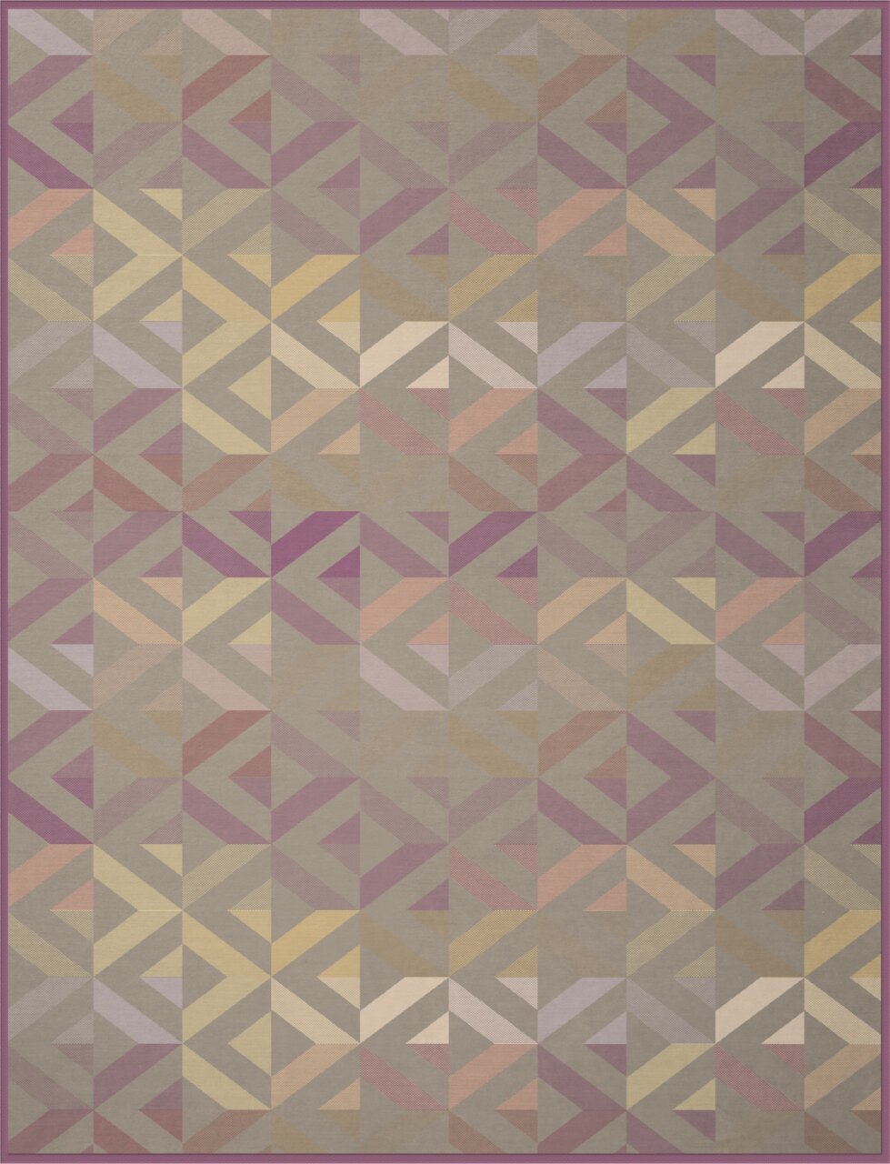 Teppich mit geometrischem Muster in Pastelltönen, Draufsicht