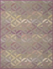 Tapijt met geometrisch patroon in pasteltinten, bovenaanzicht
