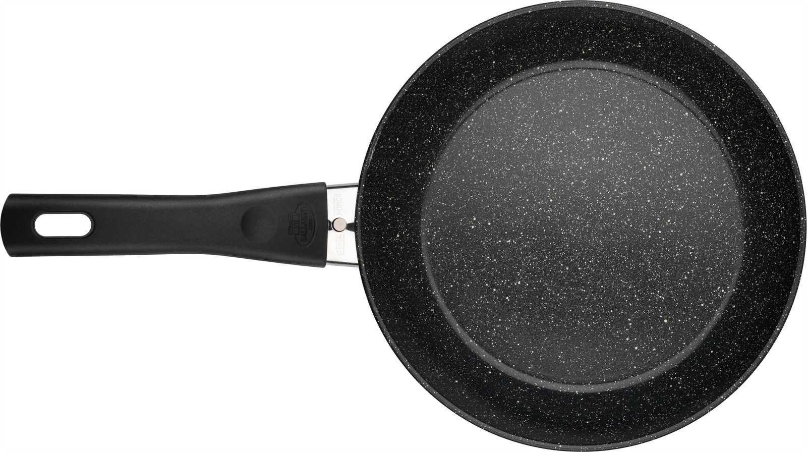 Bratpfanne mit 24 cm Durchmesser, schwarze Antihaftbeschichtung mit Sprenkeln, Ansicht von oben