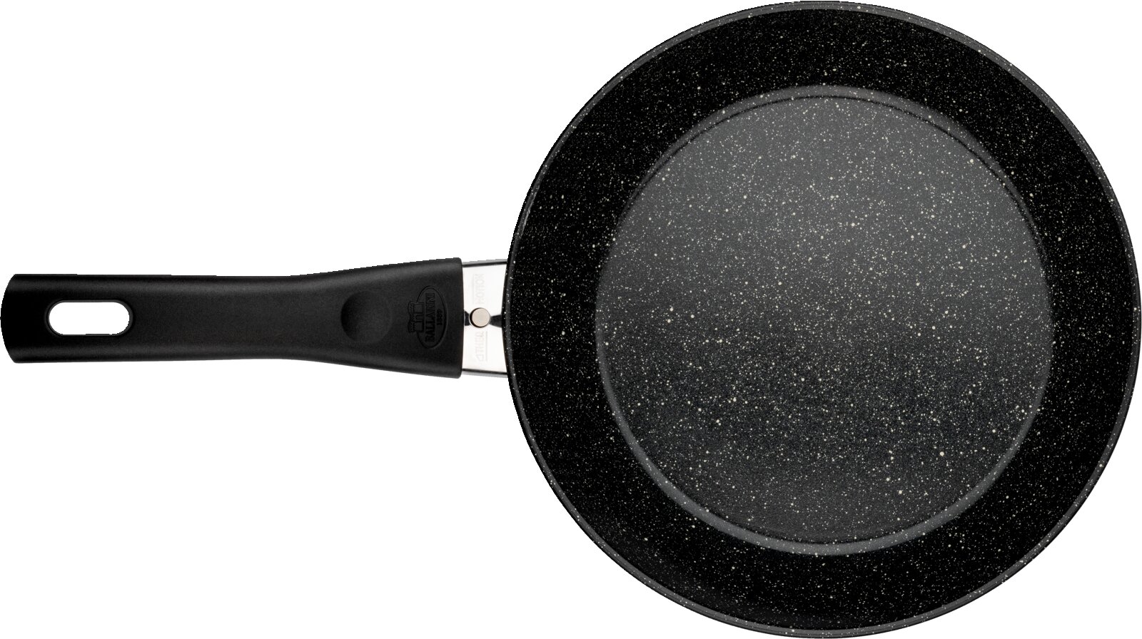 Bratpfanne mit 24 cm Durchmesser, schwarze Antihaftbeschichtung mit Sprenkeln, Ansicht von oben
