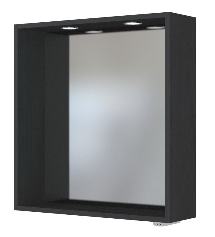 XORA Spiegelpaneel DAVOS Spiegelpaneel mit dunklem Holzrahmen und integrierter Beleuchtung, seitliche Perspektive