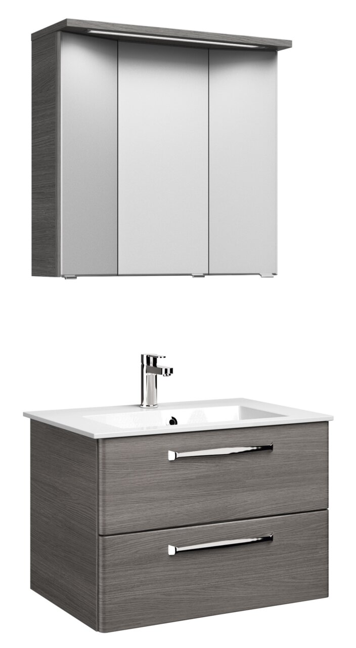 Pelipal Badblock TRENTINO Moderner Badblock mit Spiegelschrank und Waschbecken, Frontansicht