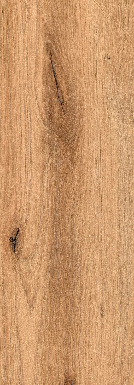 Close-up van een houten oppervlak met warme bruintint, zichtbare houtnerf en knoesten, gefotografeerd van bovenaf (top-down).
