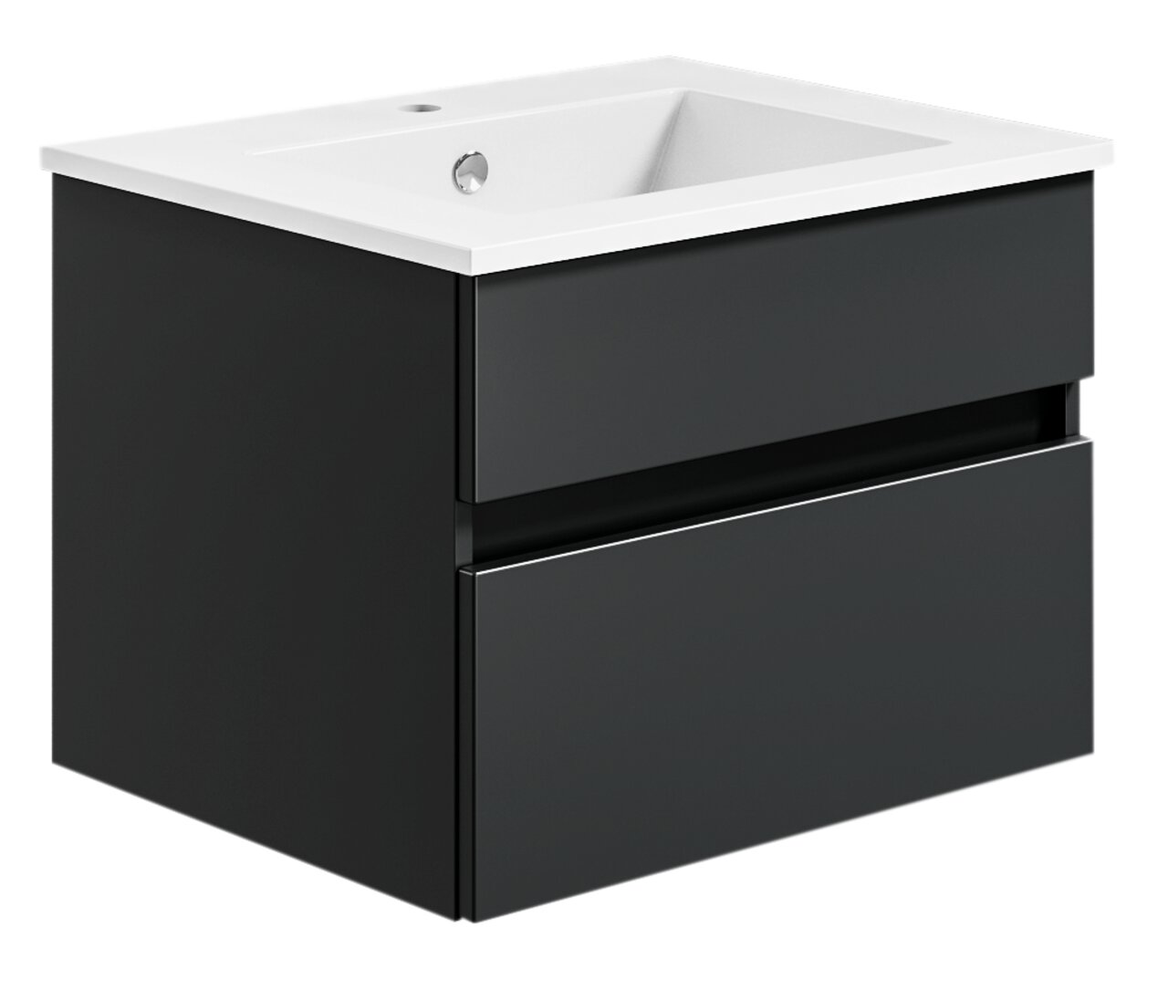 Puris Badkombination GET2YOU 21 Moderne schwarze Badkombination mit Waschbecken, seitliche Perspektive