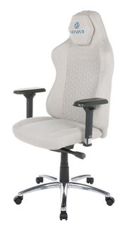 Grauer Gaming Stuhl mit ergonomischem Design, verstellbaren Armlehnen und stabiler Basis, seitliche Perspektive