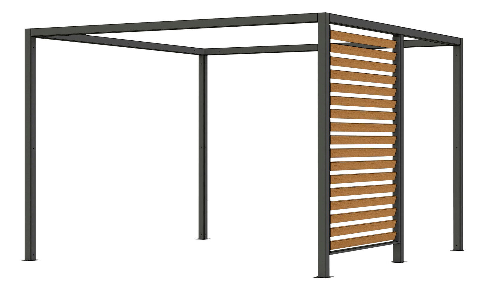 Siena Garden Sichtschutz Holzoptik SCHATTENMANUFAKTUR Moderner Sichtschutz in Holzoptik mit Metallrahmen, seitliche Perspektive