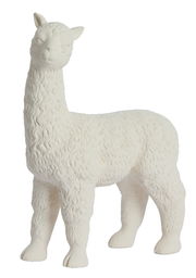 Weiße Alpaka-Figur aus Keramik, seitliche Perspektive