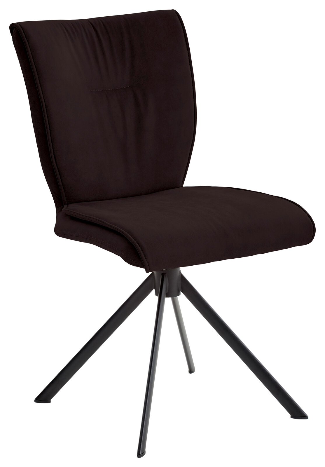 Dieter Knoll Stuhl JAZZ Moderner schwarzer Stuhl mit gepolsterter Rückenlehne und Sitzfläche, auf einem stabilen Metallgestell mit vier Beinen. Seitenansicht.