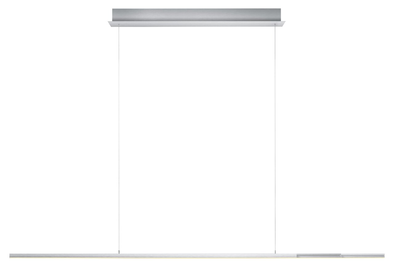 Moderne LED-Pendelleuchte OLE in minimalistischem Design, seitliche Perspektive