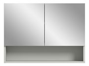 Moderner Spiegelschrank mit zwei Türen, frontal betrachtet.
