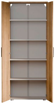 Offener Schuhschrank aus Holz mit fünf Regalböden, frontale Ansicht