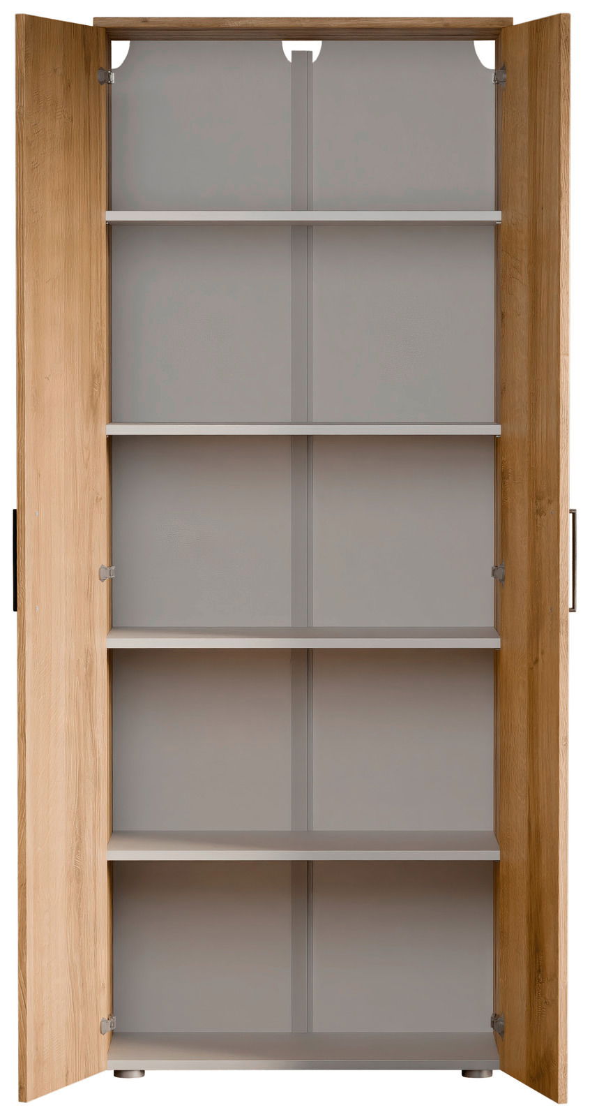 Offener Schuhschrank aus Holz mit fünf Regalböden, frontale Ansicht