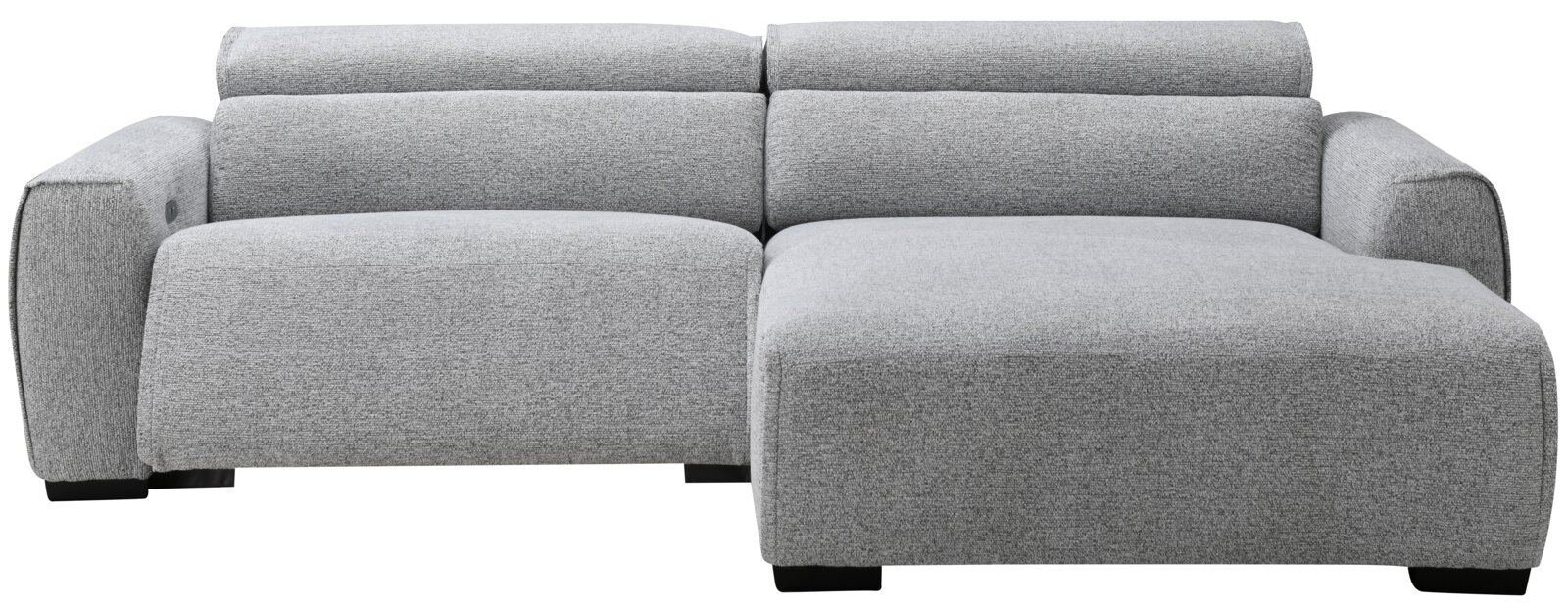 Graues Ecksofa ALEXANDRA mit rechter Rundecke, Vorderansicht