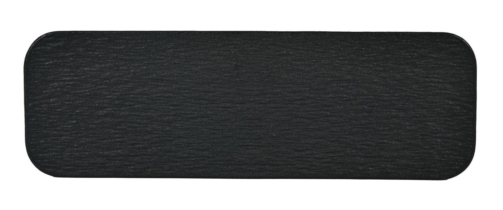 Rechteckige schwarze Servierplatte mit strukturierter Oberfläche, Draufsicht