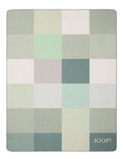 Wohndecke 150x200cm mit grünem und grauem Karomuster, Draufsicht