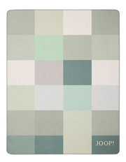 Wohndecke 150x200cm mit grünem und grauem Karomuster, Draufsicht