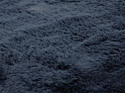 Nahaufnahme eines dunkelgrauen Fellteppichs mit weicher, flauschiger Textur.