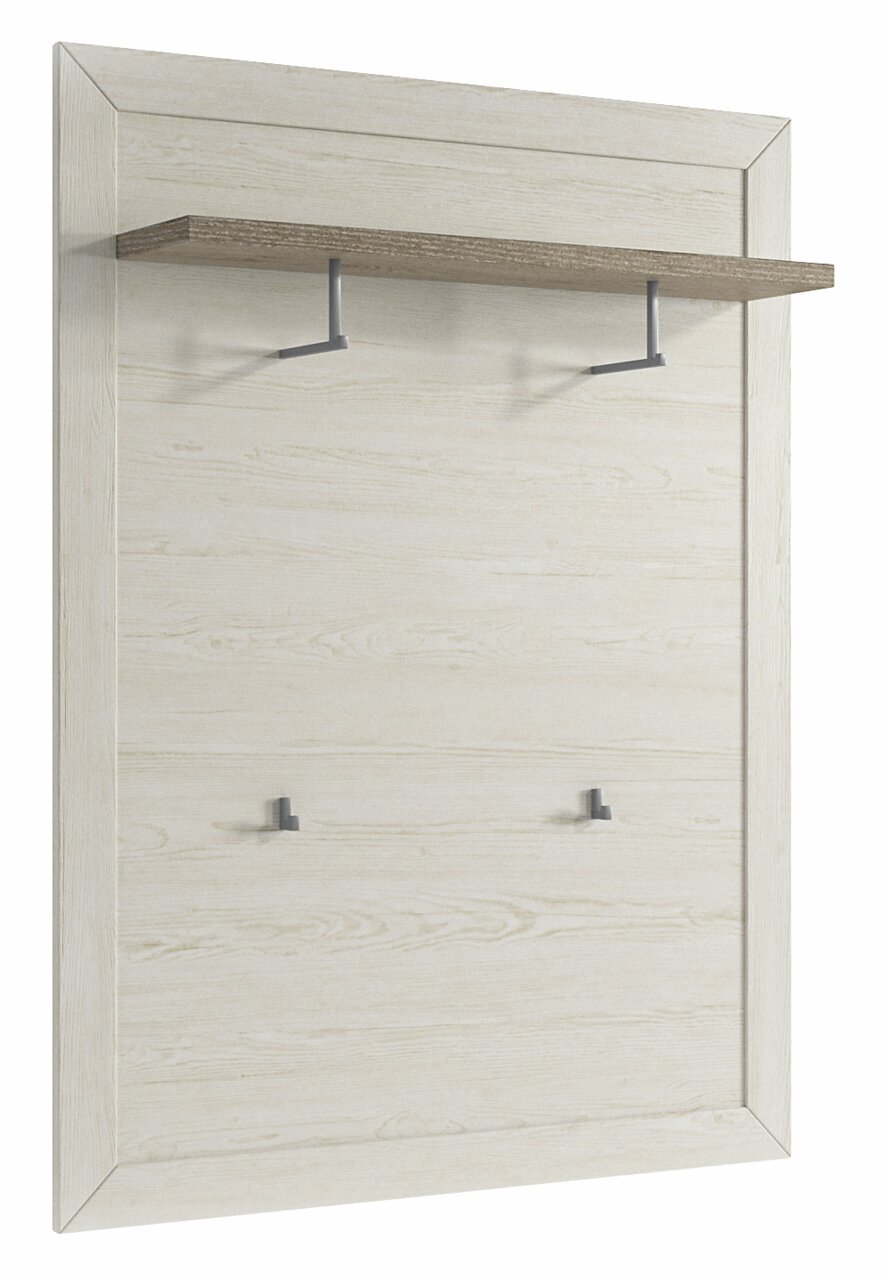 Musterring Garderobenpaneel SET ONE YORK Garderobenpaneel aus hellem Holz mit Ablage und Haken, seitliche Perspektive