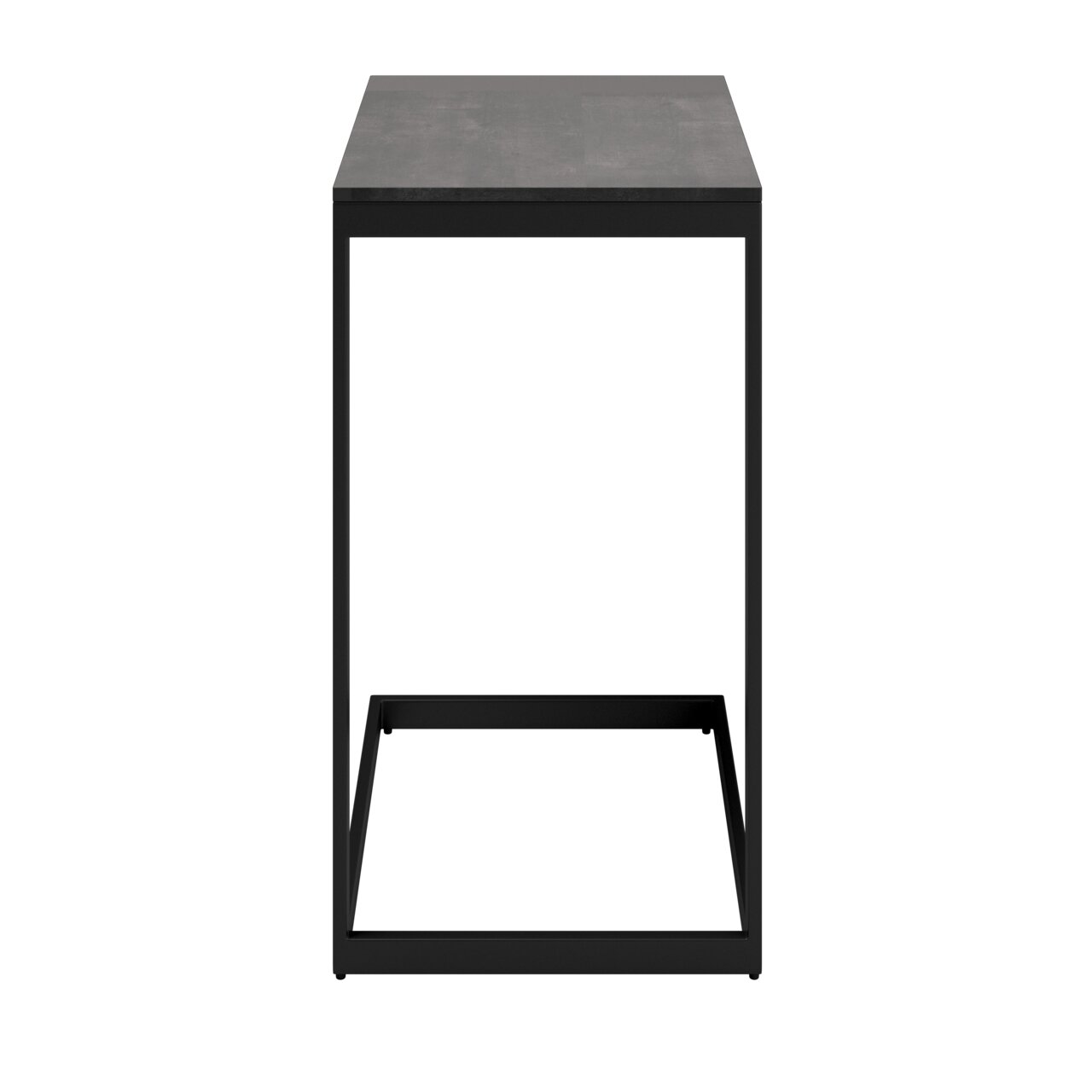 Amatio Beistelltisch GIRONA Moderner Beistelltisch mit schwarzem Metallrahmen und rechteckiger Tischplatte, Frontalansicht.