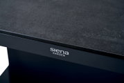 Nahaufnahme eines Garten E-Lifttisches von Siena Garden mit dunkler Tischplatte und seitlicher Perspektive.