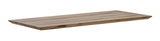 Holztischplatte in rechteckiger Form, aus seitlicher Perspektive fotografiert, mit natürlicher Holzmaserung.