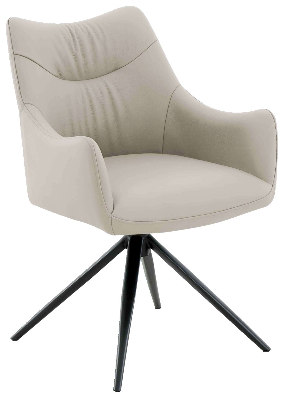 Novel Fauteuil BELFORT Moderne fauteuil in crèmekleur met zwart metalen frame, zijaanzicht