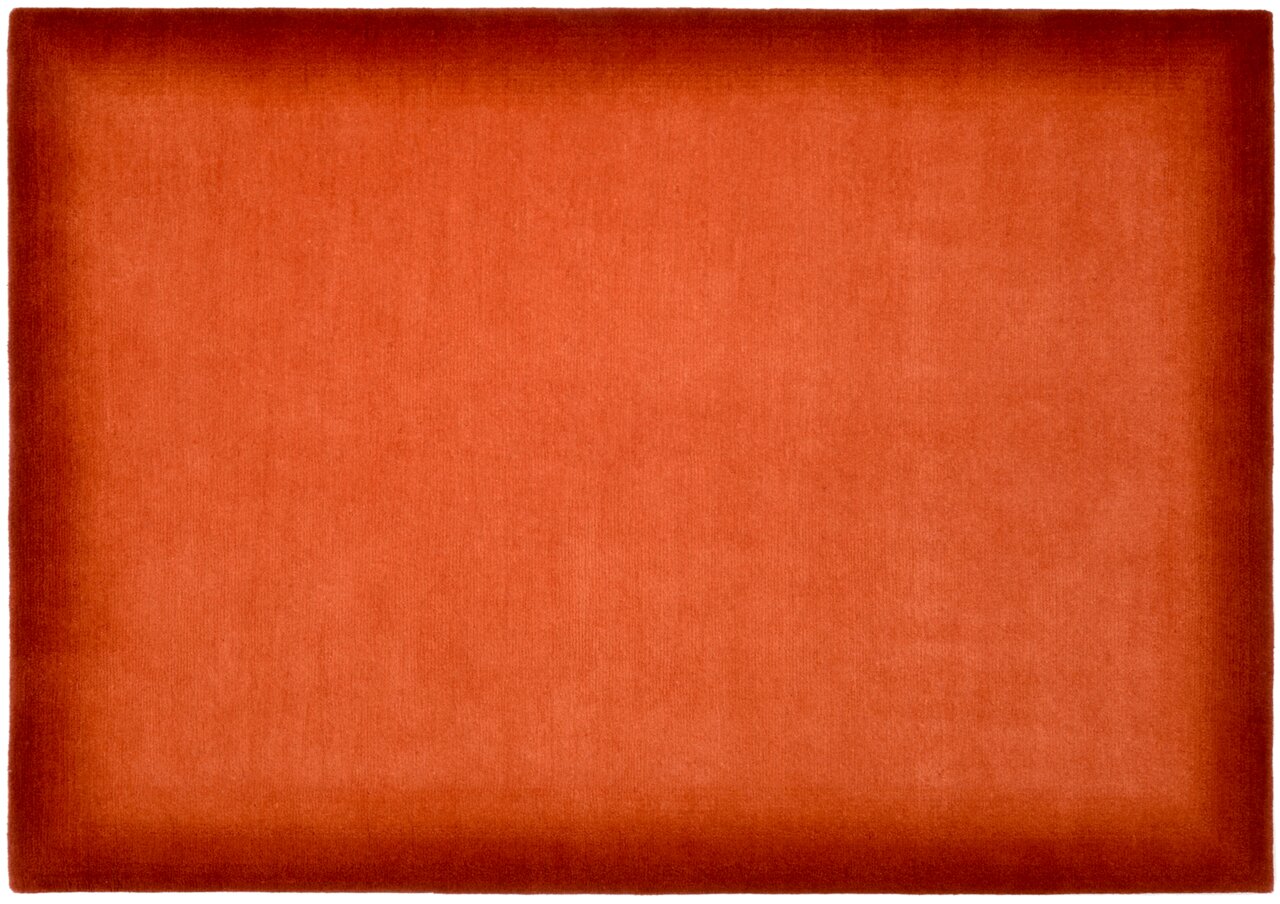 Roter Wollteppich in quadratischer Form, Draufsicht