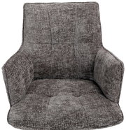 Grauer Sessel mit gepolstertem Stoffbezug, Vorderansicht