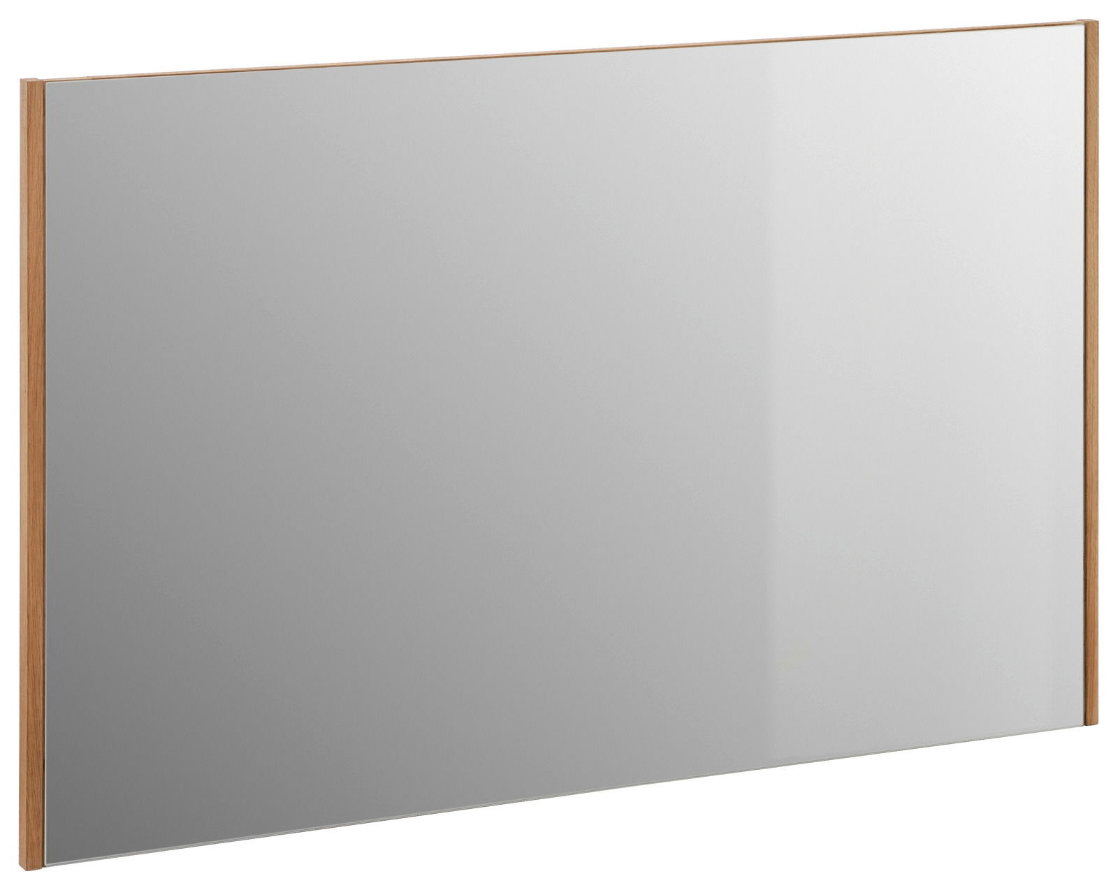 Rechteckiger Spiegel mit Holzrahmen, seitliche Perspektive