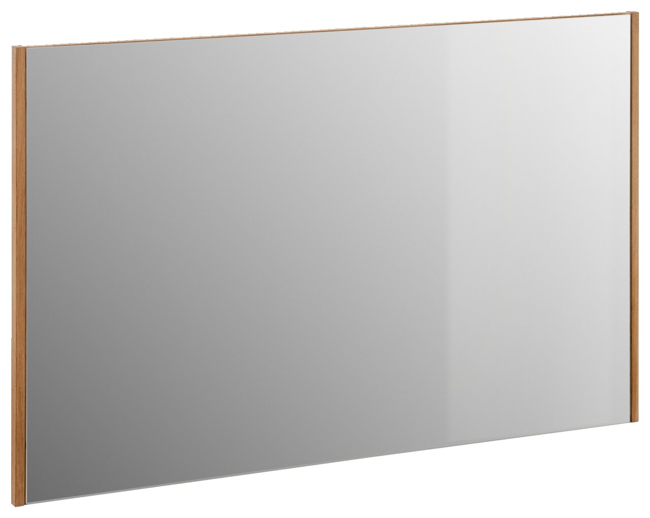 Rechteckiger Spiegel mit Holzrahmen, seitliche Perspektive