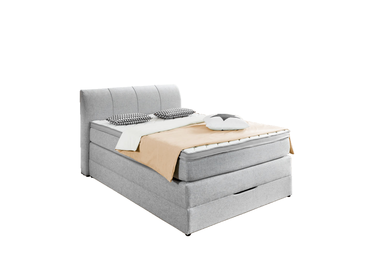 Z2 Boxspringbett BX1440 MODESTO Graues Boxspringbett in modernem Schlafzimmer, seitliche Perspektive