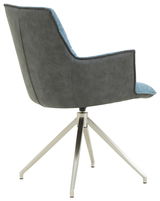 Rückansicht eines modernen Sessels mit grauem Stoffbezug und Metallbeinen, Modell Novel Sessel OSAKA 2.0